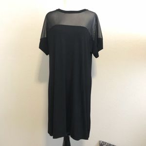 Black Jersey and Mesh T-Shirt Dress